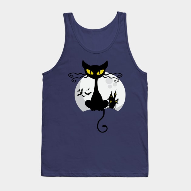 Black Cat Halloween edition Tank Top by Duukster